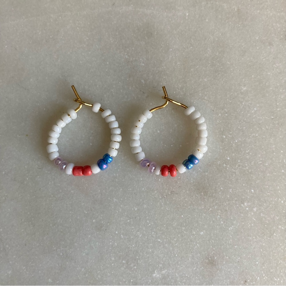 Dainty Beaded Hoop Earrings